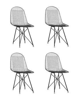Стул обеденный Eiffel черный с черной подушкой 4 шт