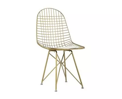 Стул обеденный Eiffel золотой с белой подушкой