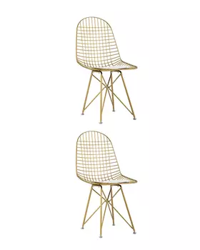 Стул обеденный Eiffel золотой с белой подушкой 2 шт