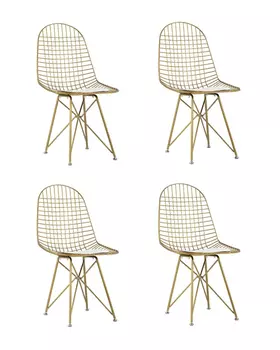 Стул обеденный Eiffel золотой с белой подушкой 4 шт