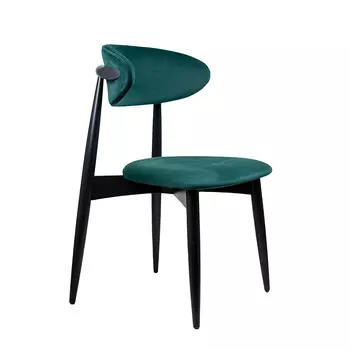 Стул Paolo, бук натуральный (эмаль черная), велюр, зеленый