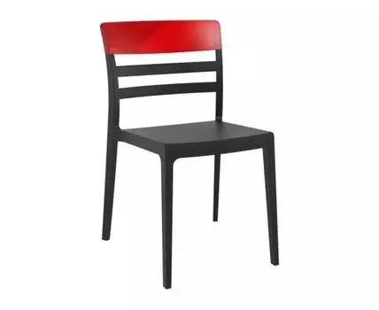 Стул пластиковый Moun (черный, красный, 52)