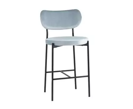 Стул полубарный Барбара велюр серо-голубой