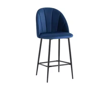 Стул полубарный Логан велюр синий