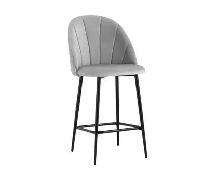 Стул полубарный Логан велюр светло-серый