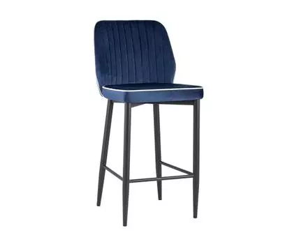 Стул полубарный Лоренс велюр синий