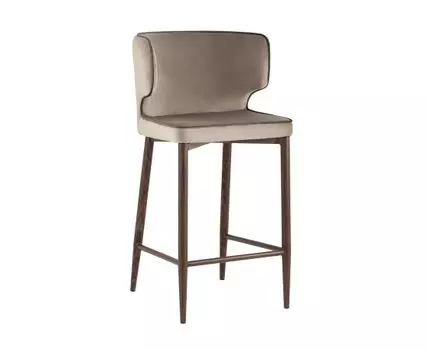 Стул полубарный Матео с кантом велюр шампань ножки дерево