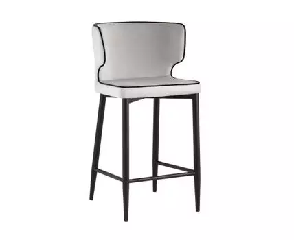 Стул полубарный Матео с кантом велюр светло-серый