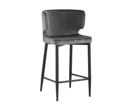 Стул полубарный Матео велюр серый