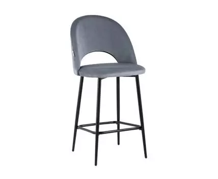 Стул полубарный Меган велюр серый