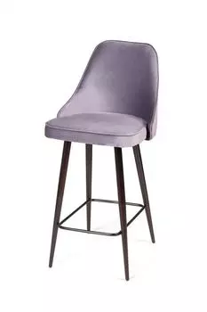 Стул полубарный Oliver, бархат светло-серый 26/ чёрный конус