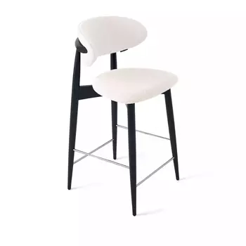 Стул полубарный Paolo, бук натуральный (эмаль черная), ткань, белый