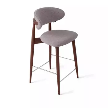 Стул полубарный Paolo, бук натуральный (тонированный коричневым лаком), ткань, пепельно-бежевый