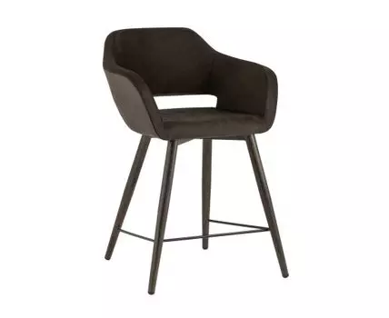 Стул полубарный Саймон велюр тёмно-коричневый