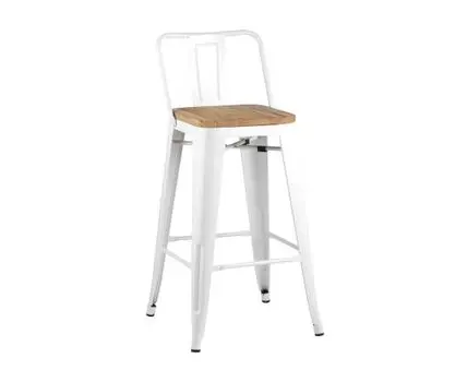 Стул полубарный TOLIX WOOD со спинкой белый глянцевый