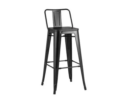 Стул полубарный TOLIX WOOD со спинкой черный глянцевый