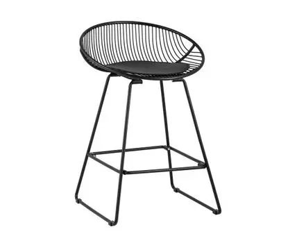 Стул полубарный UFO черный с черной подушкой