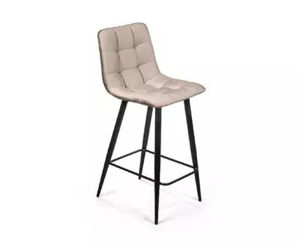 Стул полубарный UNO, бархат пепельно-бежевый 25 / чёрный конус
