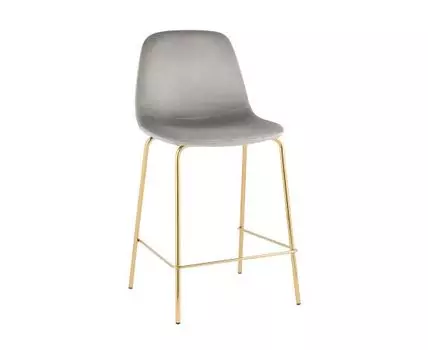 Стул полубарный Валенсия SN велюр серый золотые ножки