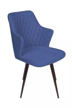 Стул поворотный на 360 градусов Hunt, бархат синий 29 / чёрный конус