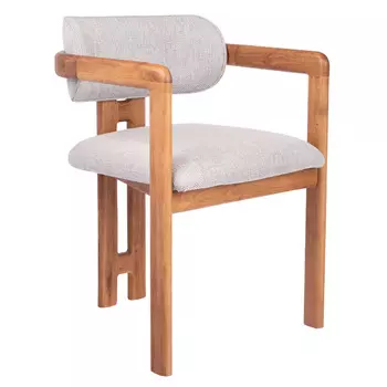 Стул Rich рогожка бежево-голубая с ножками цвета орех