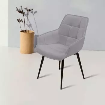 Стул с подлокотниками Capri, бархат светло-серый 26 / опора конус