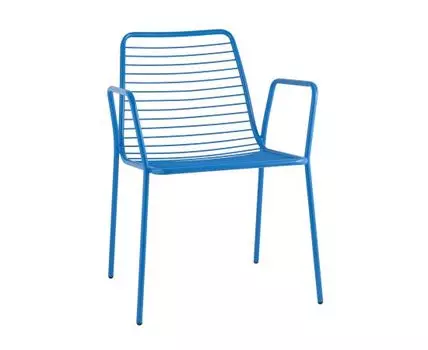 Стул с подлокотниками Дели металл голубой