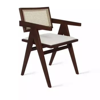 Стул с подлокотниками Franz, бук натуральный коричневый, букле белый