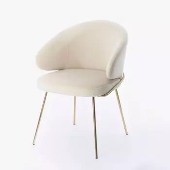 Стул с подлокотниками Garda, микровелюр бежевый, опоры золото