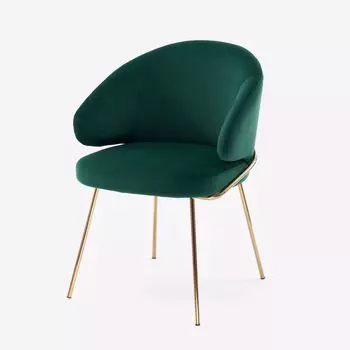 Стул с подлокотниками Garda, микровелюр зеленый, опоры золото