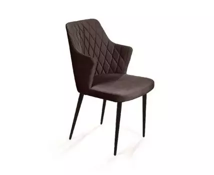 Стул с подлокотниками Hunt, бархат антрацит 14 / чёрный конус