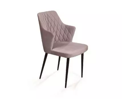 Стул с подлокотниками Hunt, бархат пепельно-бежевый 25 / чёрный конус