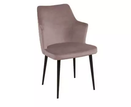 Стул с подлокотниками Hunt, бархат пепельно-бежевый 25 / чёрный конус