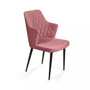 Стул с подлокотниками Hunt, бархат пудровый 15 / чёрный конус
