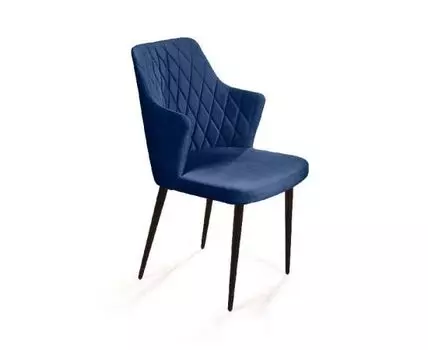 Стул с подлокотниками Hunt, бархат синий 29 / чёрный конус