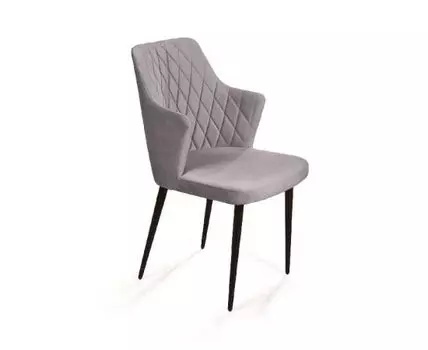 Стул с подлокотниками Hunt, бархат светло-серый 26 / чёрный конус