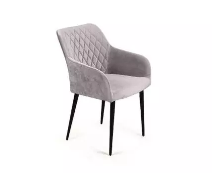 Стул с подлокотниками Robert, бархат светло-серый 26