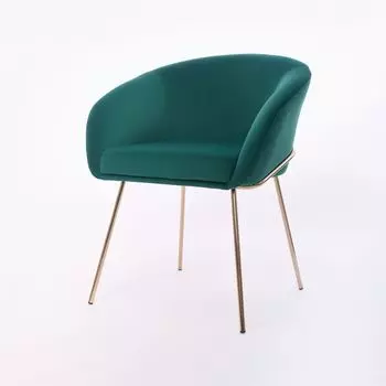 Стул с подлокотниками Tiffany, микровелюр зеленый, опоры золото