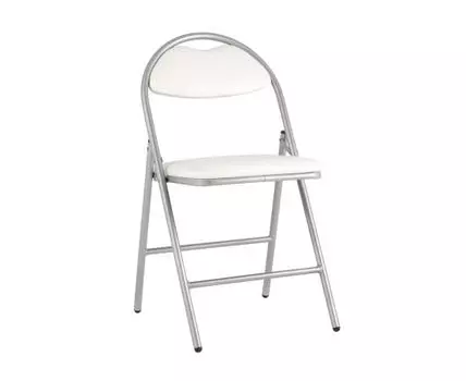Стул складной Hagen экокожа белый каркас металлик
