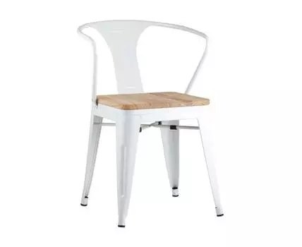 Стул TOLIX ARM WOOD с подлокотниками белый