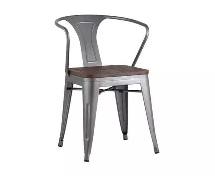 Стул TOLIX ARM WOOD с подлокотниками серебристый