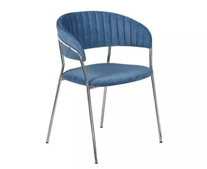 Стул Turin синий вельвет с хромированными ножками