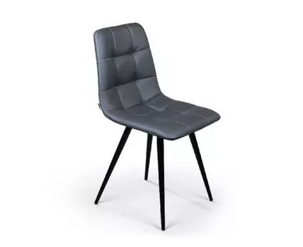 Стул UNO, экокожа серый/ чёрный конус