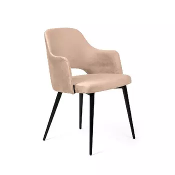 Стул William с подлокотниками, бархат бежевый 5/ черный конус