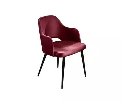 Стул William с подлокотниками, бархат винно-красный 16/ черный конус