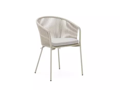 Стул Yanet с синтетической веревкой цвета экрю и ножками