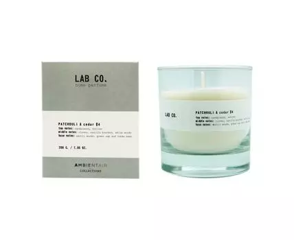 Свеча ароматическая LAB CO, Пачули и кедр (Серый)