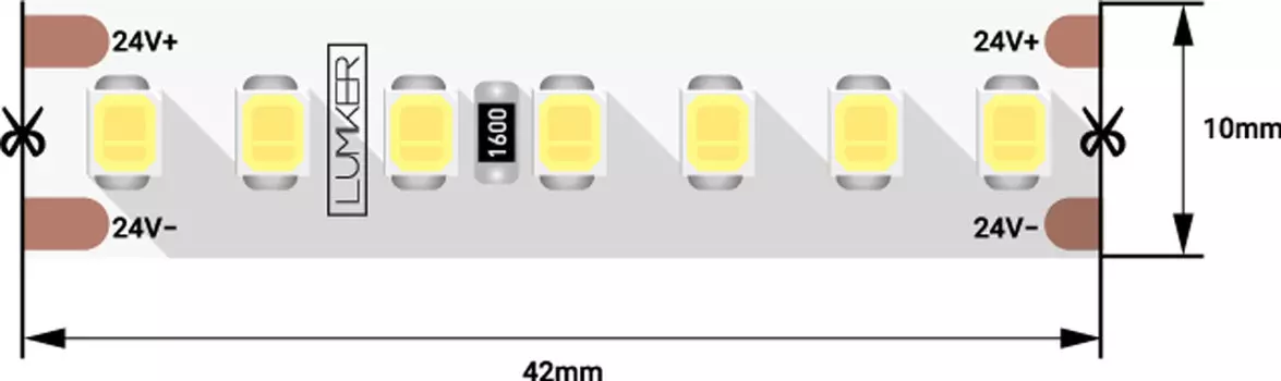 Светодиодная лента 1м. 17W 6000K DSG2168-24-W-33