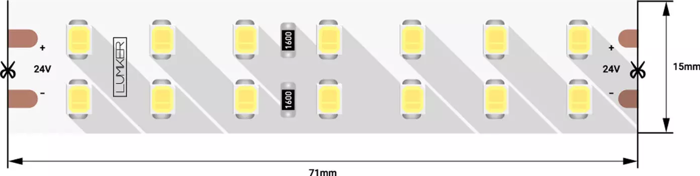 Светодиодная лента 1м. 18W 3000К DSG2196-24-WW-33