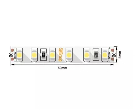 Светодиодная лента 24В 9.6Вт 3M цвет теплый белый IP20